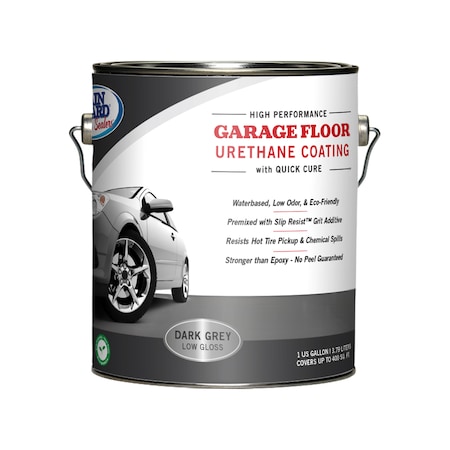 Rainguard Brands 1 Gal. Kit Garage Floor Urethane Coating + Anti-Slip, Satin, Dark Grey SP-1500